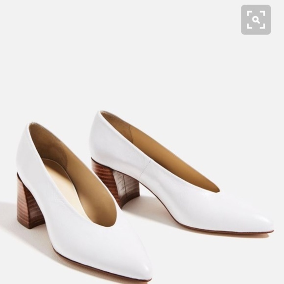 Zara Shoes - ZARA White Leather Block Heels - 9